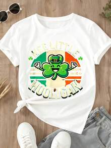 Crewneck T Shirt White Irish Shamrock Leprechaun Hooligan Print St Patrick Day Celebration Party Wear - trắng - Xem 3