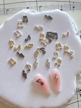 1 包音符形状金属美甲装饰品 3D 金属配件