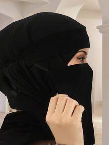 1 chiếc khăn che mặt nhỏ đính đá hoa văn dành cho nữ, khăn trùm đầu Hồi giáo Trung Đông, nhẹ, thoáng khí, màu đen, đa năng. - Khăn voan đính đá nhiều màu - Xem 8