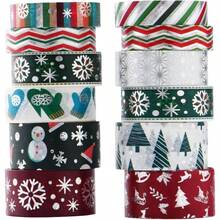 Holiday Washi Tape Set Xmas Winter Foil Washi Masking Tape Chirstmas Supplies With Snowflake Tree Deer Striped, Card Wrapping 24 Rolls - 12 Rolls - View 1
