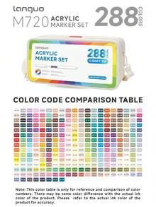 288/240/192/96色丙烯颜料马克笔套装，带收纳袋，学生艺术专业绘画软头马克笔，适用于纸张，可堆叠，可用于绘画、玻璃、防水人体彩绘，圣诞礼物，返校理想之选 - 彩色 - 查看 1