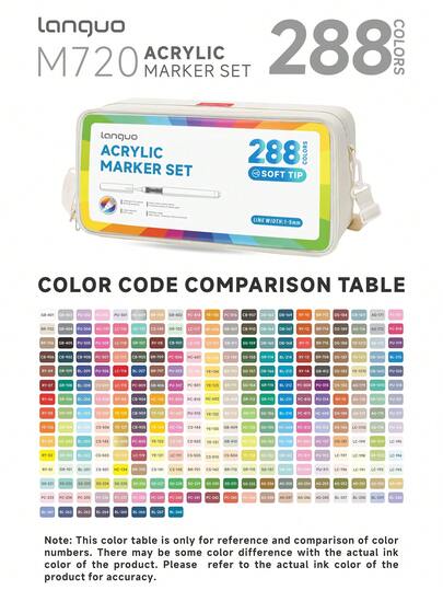 288/240/192/96 färger akrylfärgpennor med förvaringspåse, studentkonst professionell teckning mjuk spetspennor, kompakt papper, stapelbara, för målning, glas, vattentät kroppskonst, julklapp, perfekt för skolstart