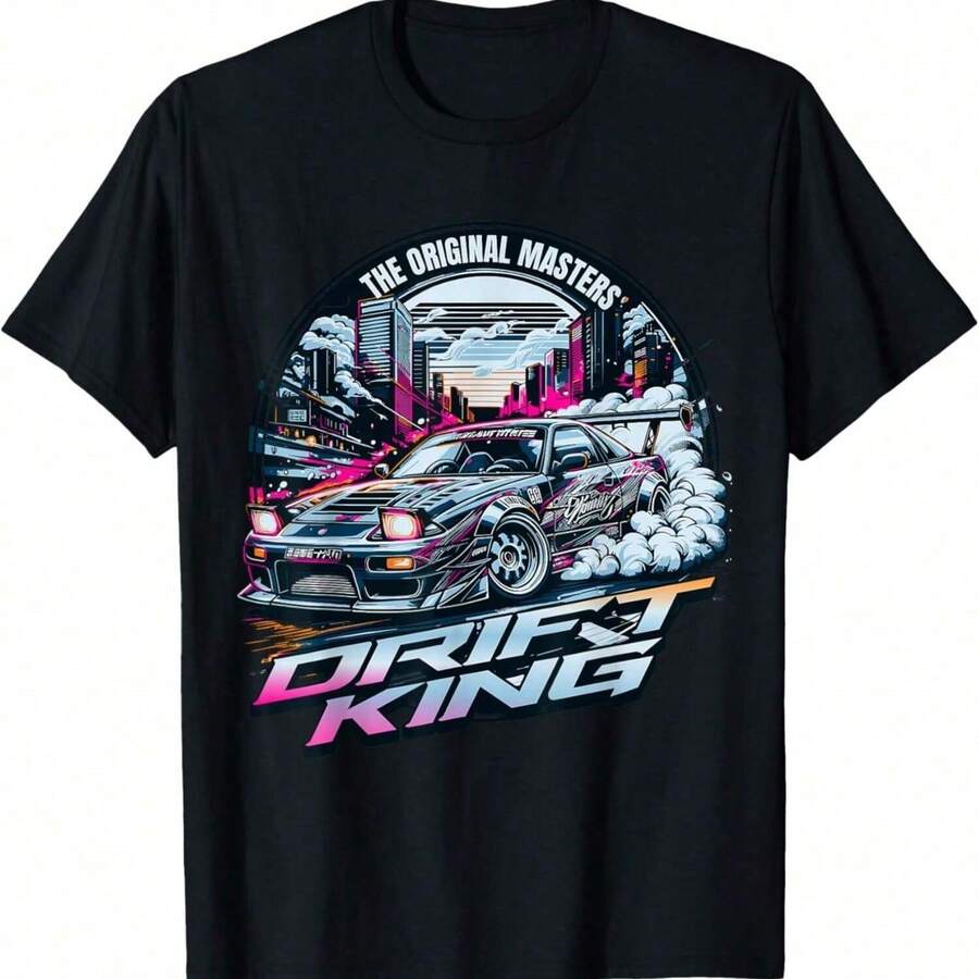 Camiseta con diseño de coche de carreras vintage japonés estilo JDM Tokyo Drift - Negro - Ver 1