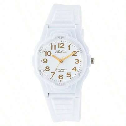 CITIZEN Q&Q Unisex analog kvartsklocka, VS06-001 modell, 40 mm rund vit urtavla med söt design, 10 bar vattentålig, lämplig för vardags- och festkläder, perfekt present till honom/henne