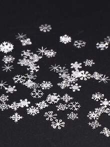 1盒冬季雪花美甲装饰品，银色金属雪花闪粉图案，圣诞节假日美甲配件，DIY优雅美甲装饰技巧，美甲沙龙用品 - 銀色 - 查看 5