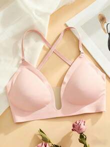 2pcs Seamless Wireless Bras For Women, Bridal Lingerie, 3 Strap Options, Lightweight Support, Comfortable & Breathable - Suitable For Weddings, Formal Occasions, Strapless, Bridal Wear, Autumn/Winter/Spring, Detachable & Adjustable Straps, Thin Double-Layer Mesh Bras, Deep V Back - Multicolor - View 11