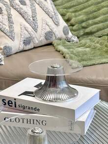 1个银色高透明托盘，多功能水果盘，适用于餐桌装饰、家居厨房餐盘 - 銀色高腳透明板 - 查看 6