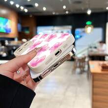 Estuche para teléfono con estampado floral de hibisco rosa Compatible con estuches para teléfonos   17  16 Pro Max  15 Pro Max  13 y  12 Hecho de material de TPU que brinda protección contra golpes y caídas Un gran regalo para familiares, amigos, seres queridos, novios, novias y para Navidad - Blanco antiguo - Ver 4