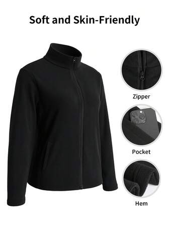 Women's Autumn/Winter Sports Jacket, Slim Fit Long Sleeve Top, Soft & Comfortable Sherpa Collar Zip-Up, Suitable For Gym, Running, Commuting And Casual Daily Wear