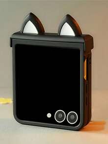 Ốp lưng điện thoại màu đen hình tai mèo 3D dễ thương, tương thích với Samsung Galaxy Z Flip 7, Z Flip 6, 5, Z Flip 4, 3, 5G, chống sốc và bảo vệ bản lề. - màu đen - Xem 3