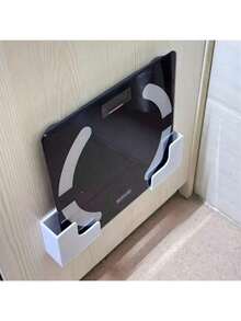 2pcs/Set Wall-Mounted Weight Scale Storage Rack Bracket - Traceless Adhesive Installation, Durable Plastic Space-Saving Design, Suitable For Bathroom And Home Gym, Compatible With Body Fat Scales And Fitness Equipment, Bathroom Storage Rack, Stylish Appearance, Secure Installation, Storage Box