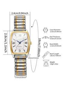 1pc Women's Gift Watch With Elastic Band, Barrel-Shaped Roman Numeral Dial, Fashion Casual Quartz Wristwatch (1pc/Set), Watch Box Not Included - Multicolor - View 3
