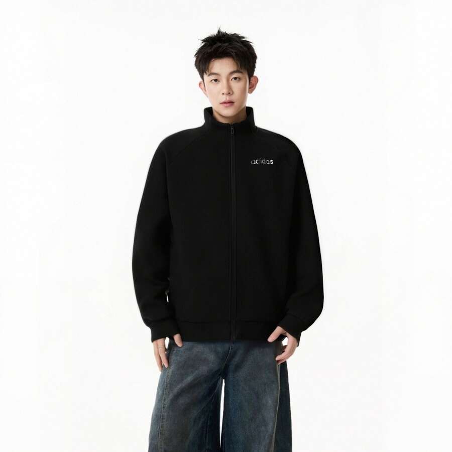 Adidas 阿迪達斯2025年冬季新款男裝寬鬆休閒運動外套 - 黑色 - 查看 1