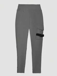 Y2K Yoga Leggings, High Waist Tummy Control, Butt Lifting, Suitable For Fitness & Sports, With Flap Pockets, Women Spring - Khói xám - Xem 6