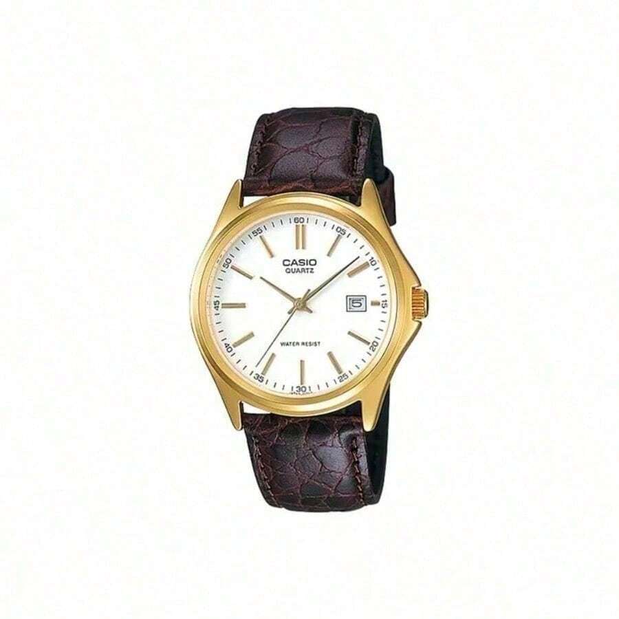 Casio Reloj de cuarzo para hombres - Esfera blanca con indicador de fecha, reloj de pulsera analógico casual y formal, caja de acero inoxidable MTP-1183Q-7A - Blanco - Ver 1