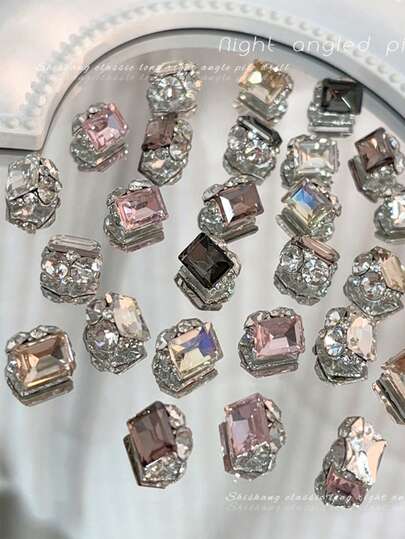 10颗水晶水钻美甲装饰品，奢华法式合金美甲饰品，闪亮美甲配件，美甲用品，美甲宝石