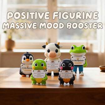 Positive Animal Figurines - Collector's Grade Statues Christmas Tabletop Decorations Positive-Themed Gifts Includes 5 Positive Greeting Cards Positive Gift Options For Friends, Family, And Children Bringing Positive Emotions