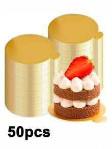 100pcs Reusable Round Gold Cake Pad, Cake Board Coaster For Cakes, Pastries, Desserts, Suitable For Weddings, Parties, Celebrations And Other Festivals - Multicolor - View 12