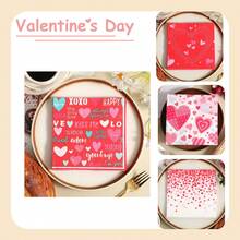 1 Pack, Unfolded Size 33*33cm, Folded Size 16.5*16.5cm, Popular Valentine's Day Heart-Shaped Party Napkins, Printed Handkerchief Tissues, Disposable Paper Towels, Suitable For Holidays, Employee Benefits, Anniversary Celebrations, Business Gifts, Grand Openings, And Other Occasions - Multicolor - View 2
