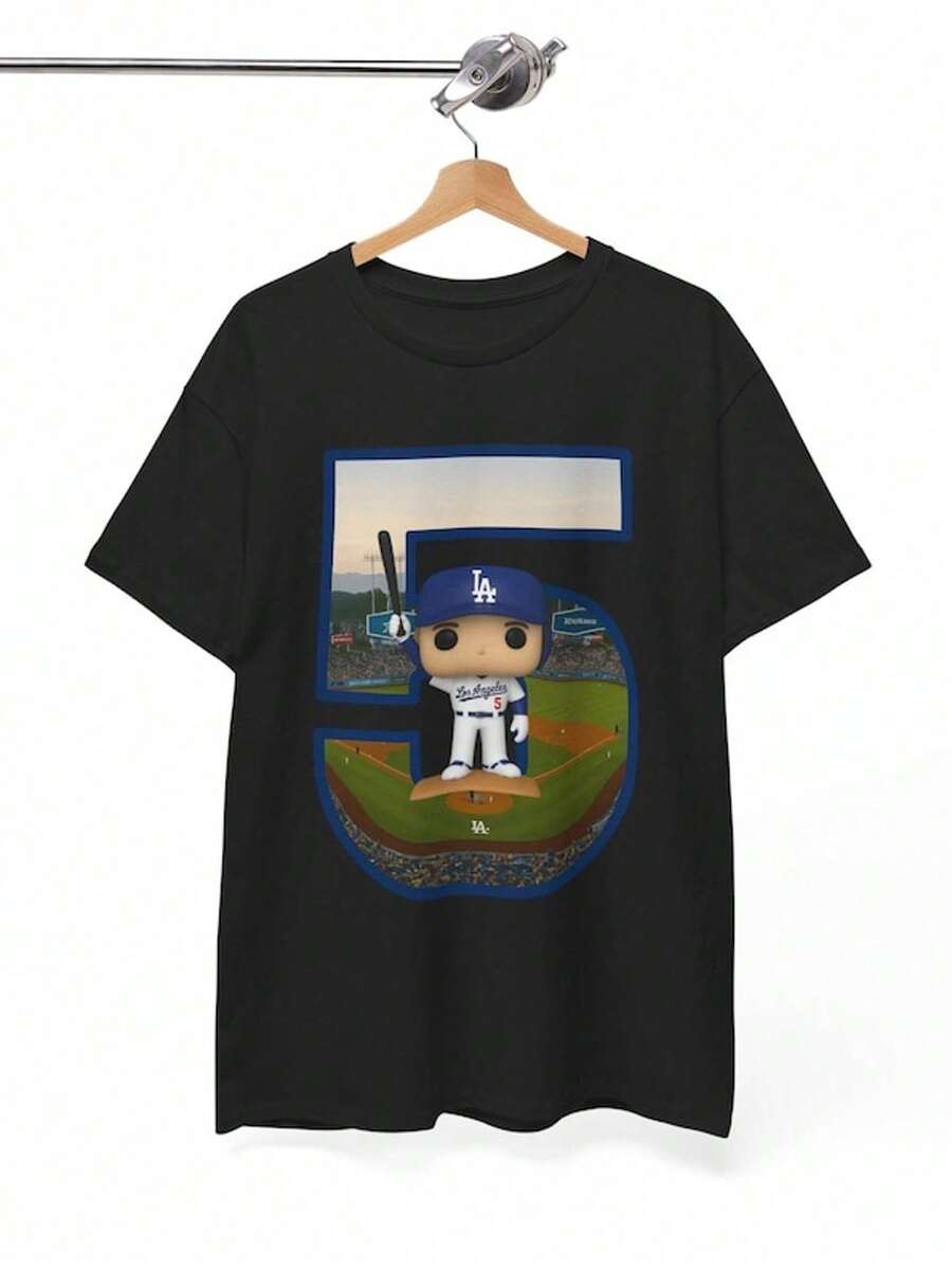 Dodgers Freeman Figurine T-Shirt - Heavy Cotton Unisex Tee - 黑色 - 查看 1