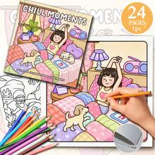 Entspannungsmoment' Malbuch für Erwachsene und Jugendliche, zeigt warme Szenen von Mädchen, Jungen und Haustieren in entspannenden Momenten (süß und leicht zu kolorieren), ein ideales Geschenk für Freunde, Paare und Familie, auch eine tolle Wahl für Schul- und Lernbedarf - Entspannungszeit - Übersicht 3