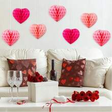 3 piezas/6 piezas Adornos de bolas de panal del Día de San Valentín, bolas decorativas con forma de corazón de 6 pulgadas, disponibles en rojo, rosa, rosa claro y fucsia. Adecuado para decoraciones del Día de San Valentín en oficinas, fiestas de cumpleaños, aulas y decoraciones de bodas. - Multicolor - Ver 3