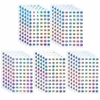 25 ark sifferklistermärken (siffror 1-300), självhäftande etiketter laserklistermärken vattentäta runda sifferetiketter för kontorsmaterial, organisering av nagellacksflaskor