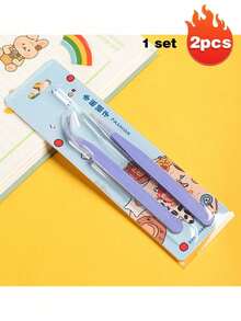 2pcs/Set Stainless Steel Tweezers Set (Straight & Curved), Includes Eyelash Tweezers, Tweezer Stickers And Paper Tape Clips, Multi-Functional Set For Stationery, DIY Scrapbooking, Albums, School Supplies, Macaron Crafts, Cooking, Stickers, Albums, Eyelashes, Jewelry Making, Models And More. - Multicolor - View 13