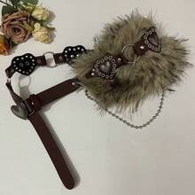 1pc Bohemian Vintage Brown Fuzzy Waist Belt For Women, Suitable For Skirts, Woven - Multicolor - View 4
