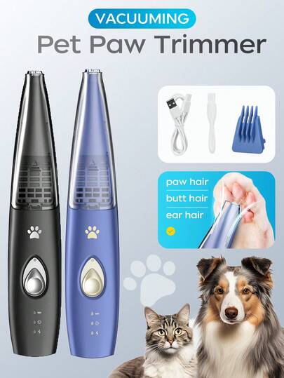 Recortador eléctrico inalámbrico para uñas de perros con 2 modos, diseño de bajo ruido y succión al vacío, recargable para patas y rostro de gatos y perros
