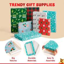 JOYIN 12 cajas de regalo de papel kraft de Navidad con tapas y base caja de envoltura de camisa de Navidad caja de regalo de dia festivo para aulas escolares decoraciones de fiesta 6 diseños - como en la foto - Ver 3