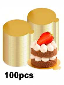 100片金色圆形生日蛋糕垫，可重复使用的圆形蛋糕底托垫，糕点甜点慕斯蛋糕垫，适用于婚礼、派对、聚会和其他节日庆典 - 彩色 - 查看 12