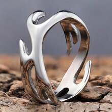 1pc Stainless Steel Bright Silver Jesus Crown Of Thorns Waterproof Non-Tarnish Unisex Ring - Silver - View 14