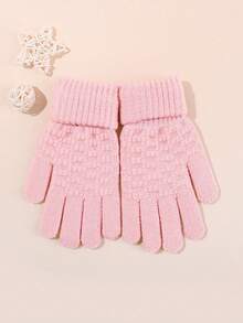 1 para dziecięcych dzianinowych rękawiczek z klapką, ciepłe, dzianinowe rękawiczki z podszewką dla chłopców i dziewcząt na jesień/zimę, studenckie, odporne na zimno, pięciopalczaste rękawiczki