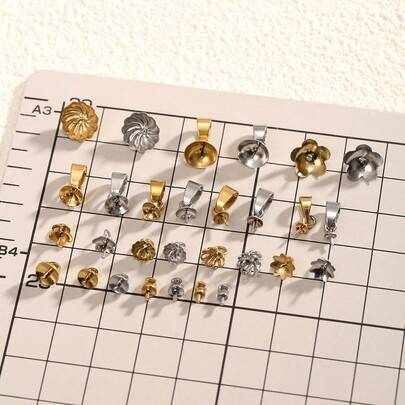 10/20 Pieces Stainless Steel 18K Gold-Plated Flower Multiple Styles Beads Cap DIY Charms Jewelry Making Accessories Beads Accessories Woman's Stainless Steel Jewellery Making Accessories Stainless Steel Ladies' Jewellery Woman's Handmade Accessories Suitable For Ladies' Daily Wear