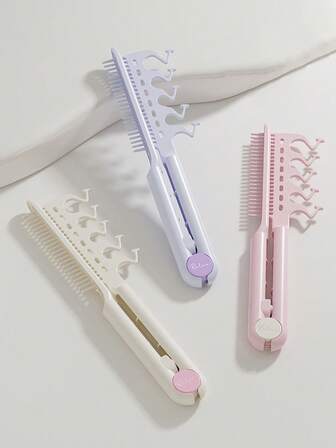 1pc (Random Color) 2-In-1 Rib Comb V-Shape Comb For Root Volume & Hairline, Scalp Massage Straight Hair Brush