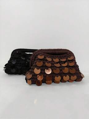 Nuova borsa clutch piccola con paillettes all'uncinetto, decorata con paillettes luccicanti, fatta a mano, borsa da sera, borsa per il trucco da viaggio, regalo per le donne