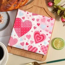 1 Pack, Unfolded Size 33*33cm, Folded Size 16.5*16.5cm, Popular Valentine's Day Heart-Shaped Party Napkins, Printed Handkerchief Tissues, Disposable Paper Towels, Suitable For Holidays, Employee Benefits, Anniversary Celebrations, Business Gifts, Grand Openings, And Other Occasions - Multicolor - View 9