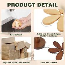 Wooden Trivet Set (4 Wooden Trivets & 1 Stand) - Kitchen, Heat-Resistant, Foldable Design, High-Quality Solid Wood, Ideal For Hot Dishes, Pots, Bowls, Teapots, And Family Treats. - Apple Style - View 8