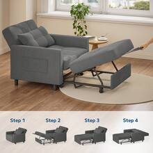 3 In 1 Convertible Sofa Bed,  Sleeper Sofabed,  Pull Out Couch With Side Storage Bag ,  Fabric Futon Couches With Reclining Backrest For Living Room ,Bedroom - 深灰色 - 查看 7