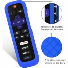 AWYY2 Pack Remote Case Battery Cover For  Roku Smart TV Steaming Stick Remote Silicone Protective Controller Universal Sleeve Skin Blue And Red - 藍紅 - 查看 5