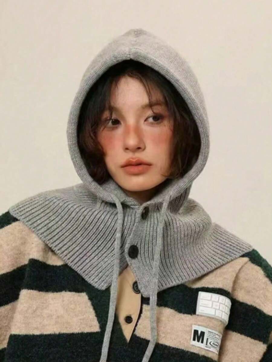 1件秋冬韩版女士保暖帽,围巾式护耳针织帽,情侣/朋友/亲戚礼物,圣诞礼物,新年礼物 - 彩色 - 查看 1
