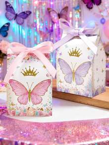 Bộ 12 hộp quà hình bướm màu hồng và tím kèm ruy băng, hộp quà mini hình bướm nhiều màu, thích hợp cho sinh nhật, đám cưới, tiệc mừng em bé, họp mặt gia đình, quà tặng tiệc tùng, hộp đựng kẹo, hộp bánh mì, hộp bánh quy, hộp quà đa năng. - Bướm hồng và tím trộn lẫn - Xem 4