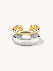 925 Sterling Silver Handmade Minimalist Dual-Tone Jewelry, Women's Daily Wear Mixed Match Earrings - Multicolor - View 14