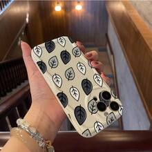 Funda para teléfono 16 15 14 13 12 11 Pro, funda impresa, marca de influencer en línea de moda, ondas cremosas, último modelo de patrón de hoja, funda para smartphone, accesorio de dispositivo, funda de diseñador, diseño de patrón de hoja, patrón de ondas cremosas - Blanco - Ver 4