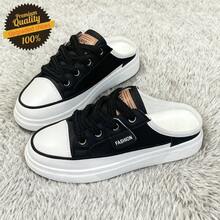 A Lazy Person's Delight! These Platform Half-Slippers In White, Brown, And Black Are A Hit. The Thick Sole Hides Your Figure, Instantly Transforming You Into A Taller, Slimmer Figure. The Slip-On Design Is Incredibly Convenient, Offering Both Comfort And A Stylish Look. Perfect For Summer Outings Or Casual Lounging, These Shoes Are Sure To Turn Heads! - 升級款黑色 - 查看 1