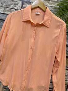 Women's Long-Sleeved Shirt Made Of Beautiful Viscose Fabric. - 珊瑚粉 - 查看 3