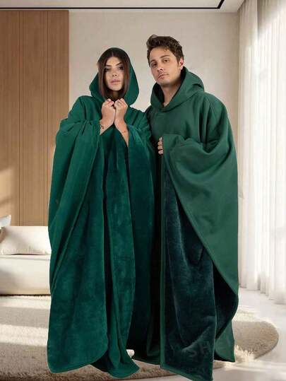 1件超大号连帽斗篷，特大号长袖卫衣，厚实连帽斗篷，男女通用宽松版型，秋冬朋克风宽松连帽衫，蓬松可穿戴毯斗篷浴室装饰