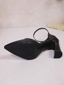 Stiletto la modă cu cataramă pentru femei, cu goluri, tocuri înalte versatile pentru naveta și purtare zilnică - Negru - Vizualizare 7