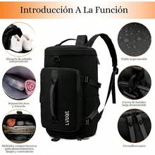 Bolsa de Deporte para Hombre y Mujer, Mochila Deportiva para Viajes y Gimnasio, Gym Bag Impermeable con Compartimento para Zapatos, Bolso Deportivo Diseo de Separacin Hmedo - Negro - Negro - Ver 4